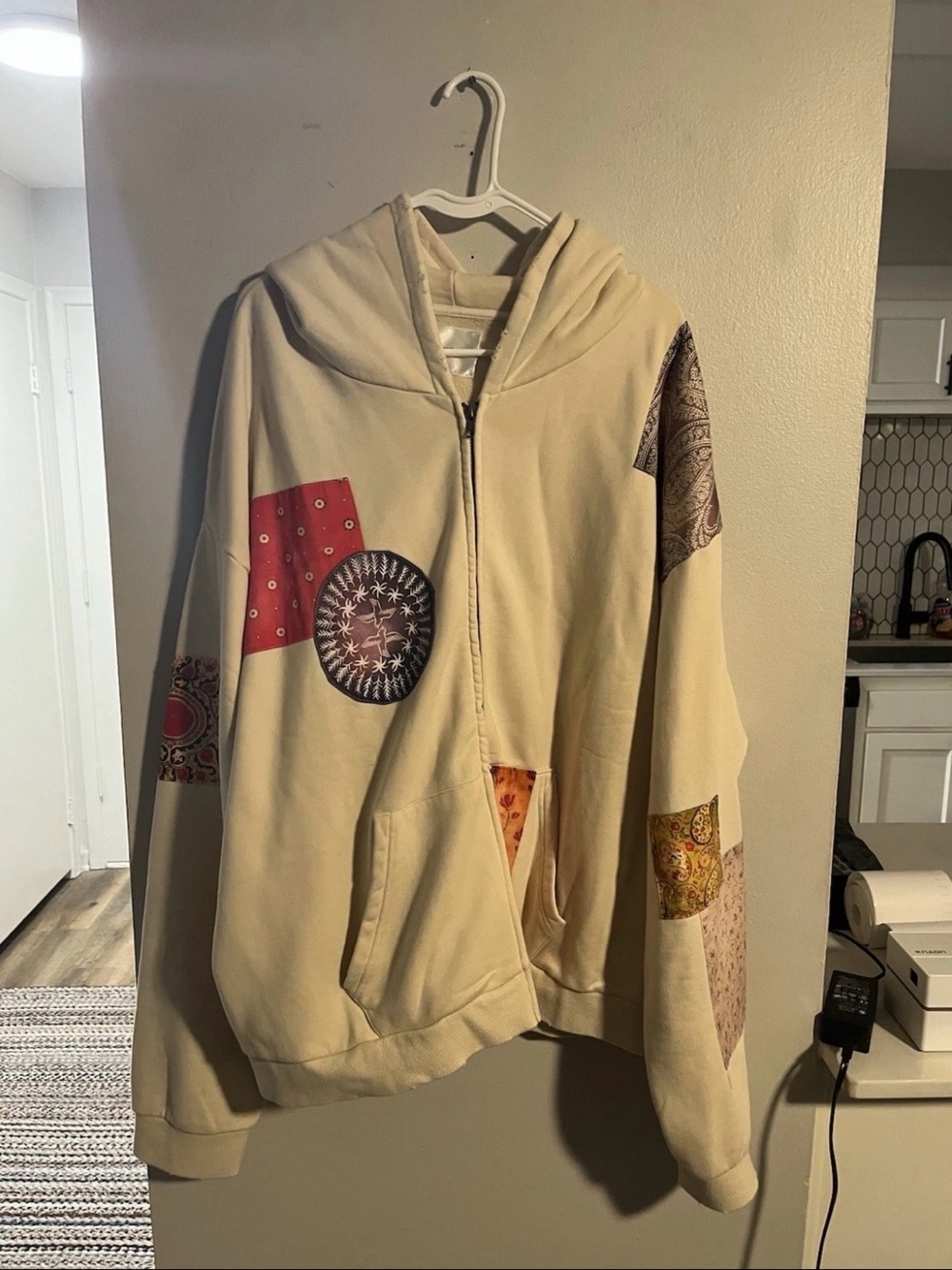 Found Baggy Patchwork Zip Hoodie